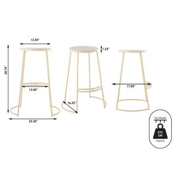 Hula 28.75" Modern Designer Iron Curved Backless Bar Stool